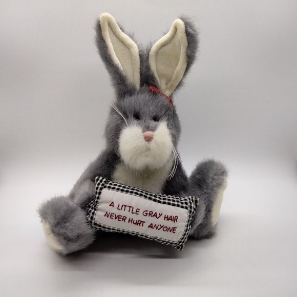 Boyds Bears Razz Bearies 8" Rabbit Plush A Little Gray Hair Never Hurt Anyone - Picture 1 of 16